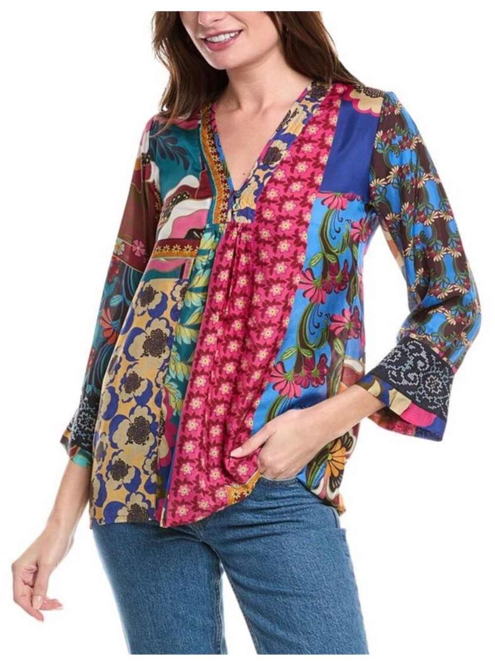 Johnny Was 100% Silk PROMISINO ROBI BLOUSE